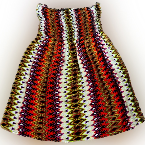 Angie Dresses & Skirts - Angie tribal dress purple green black elastic waist smocked bodice size medium